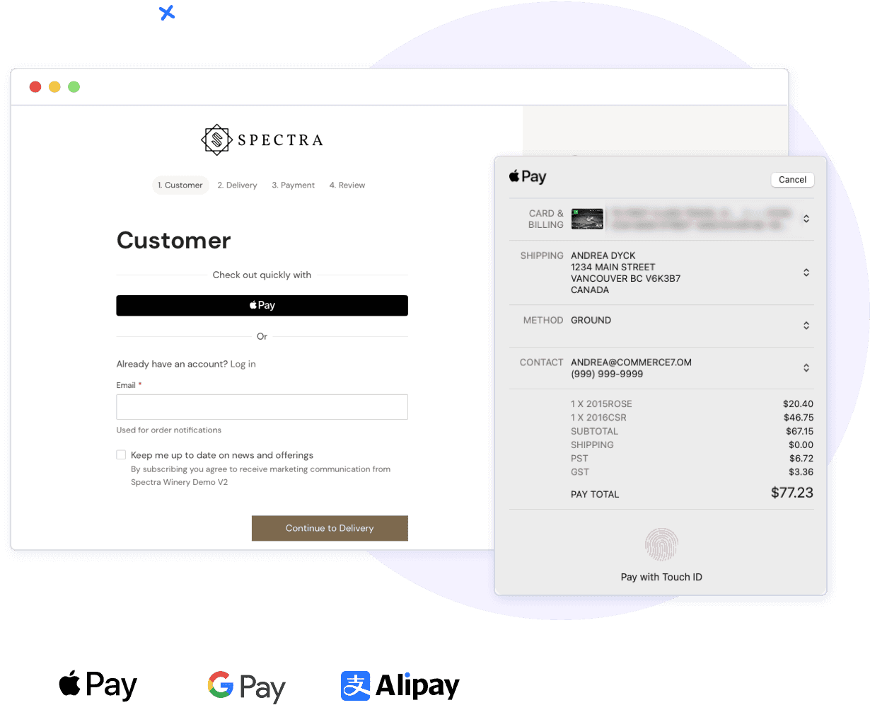 Commerce7 frontend checkout page.